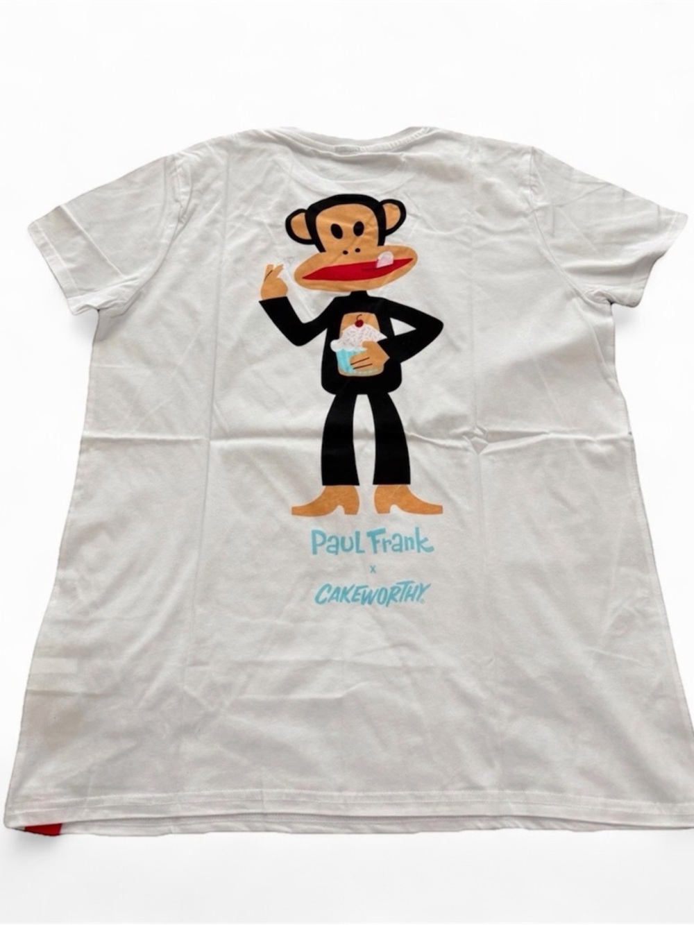 Paul Frank White Tee with Julius Monkey Cupcake Graphic